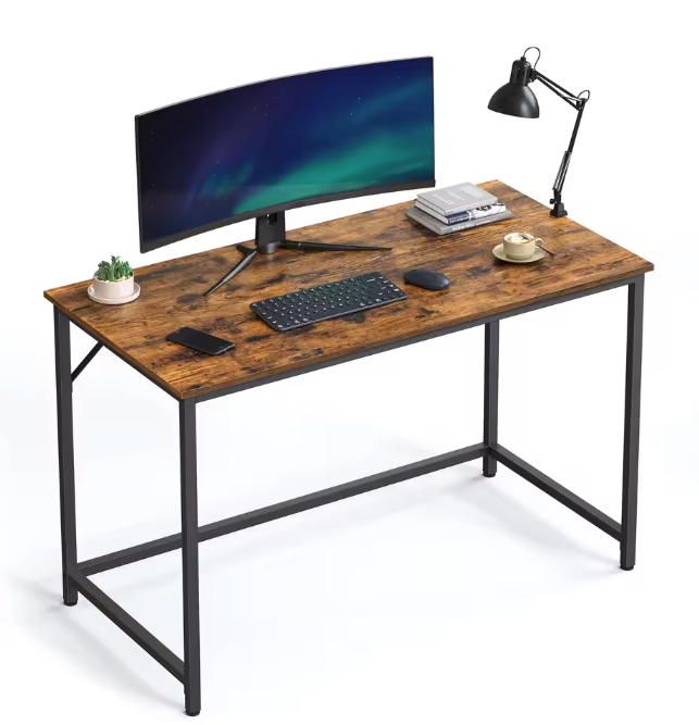 Compact Industrieel Bureau 120x60cm – Metaal & Houtnerf