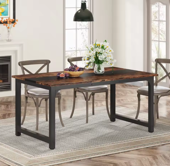 Industriële Eettafel 160 cm – Rechthoekig Hout & Metaal