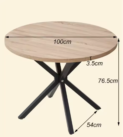 Ronde Houten Eettafel 100cm in diameter – Massief Hout & Metaal