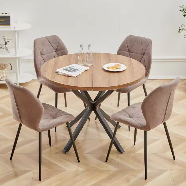 Ronde Houten Eettafel 100cm in diameter – Massief Hout & Metaal