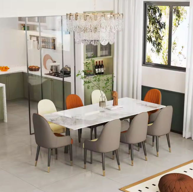 Uitschuifbare Eettafel 150–180 cm – Gesinterde Steen – Marmer look