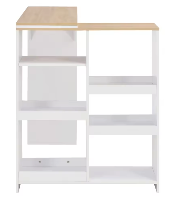 Moderne Bartafel met Afneembare Plank – 138×39×110 cm, Wit en Licht Hout