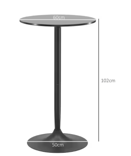 Ronde Scandinavische Bartafel – Zwart Ø60 cm met Marmeren Blad