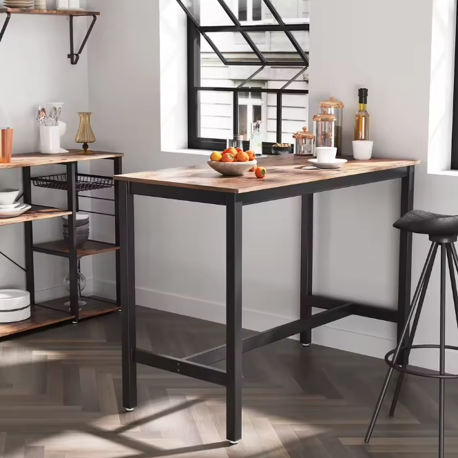 Industriële Bartafelset met 2 Krukken – Hout & Staal, Compact en Ruimtebesparend