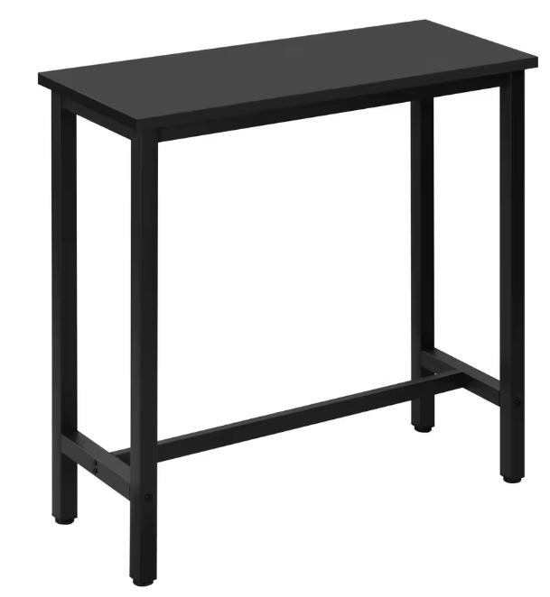 Industriële bartafel zwart – met metalen frame en dwarsbalk