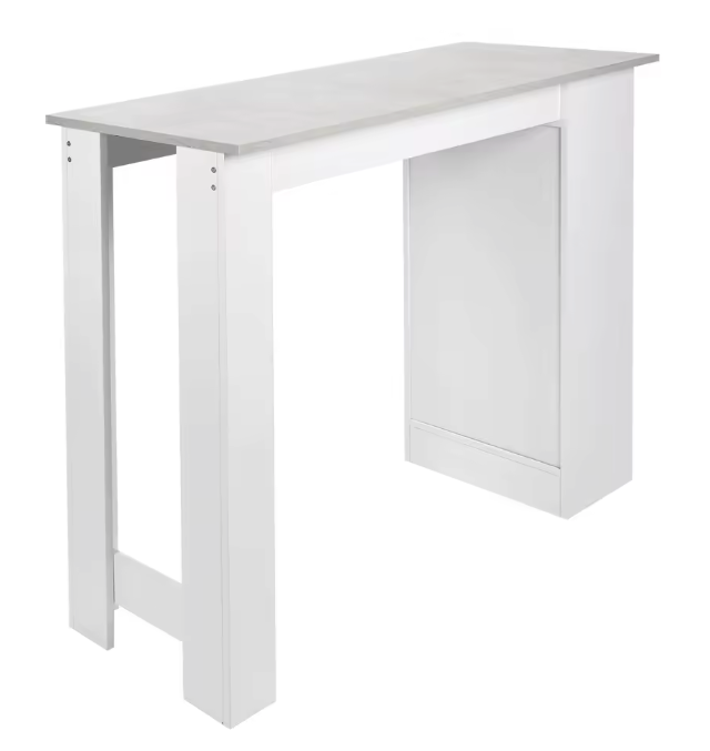 Luxe Multifunctionele bartafel wit - Houtlook - Opbergruimte en legplanken