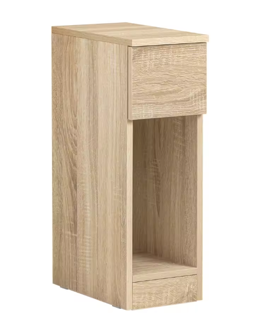 Smal nachtkastje met lade en open vak – 60cm hoog