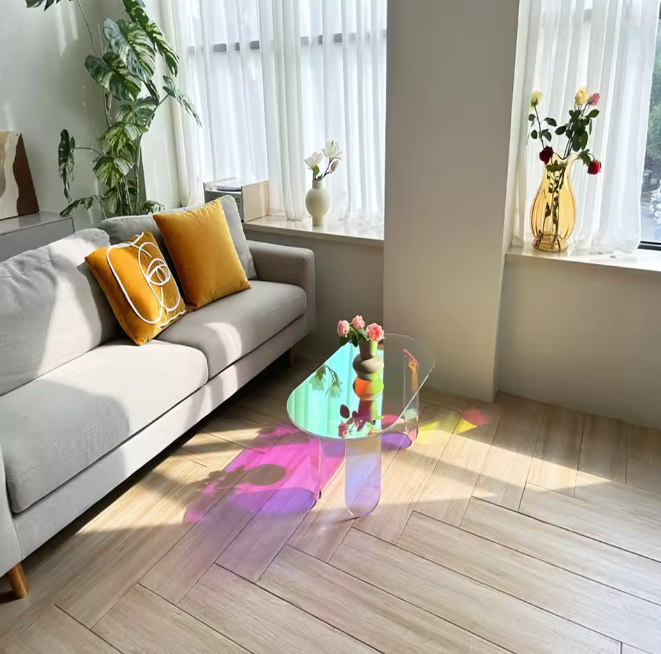 Iriserende Acryl Salontafel – Ovaal Design met 4 Poten