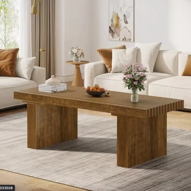 Rechthoekige salontafel 120 cm – bruin MDF met stevig frame