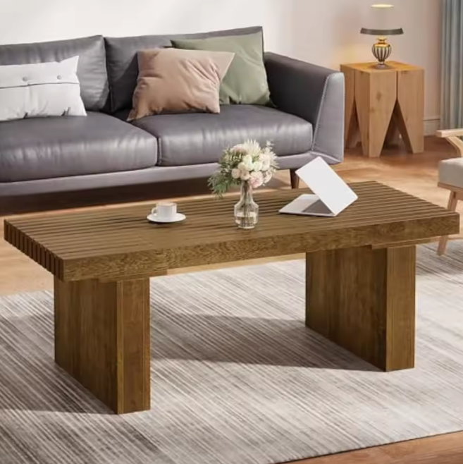 Rechthoekige salontafel 120 cm – bruin MDF met stevig frame