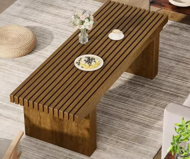 Rechthoekige salontafel 120 cm – bruin MDF met stevig frame