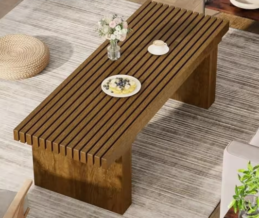 Rechthoekige salontafel 120 cm – bruin MDF met stevig frame