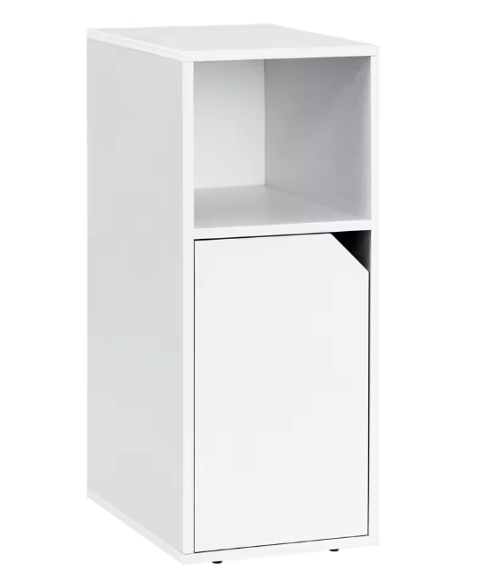 Smal Nachtkastje met Deur & Open Vakken – Verstelbare Plank