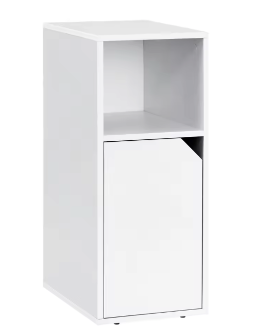 Smal Nachtkastje met Deur & Open Vakken – Verstelbare Plank