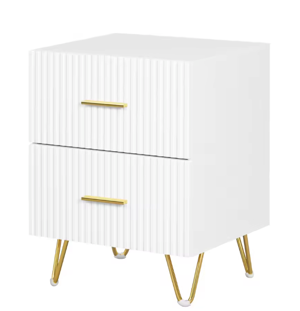Nachtkastje met 2 Lades – Modern Design met Gouden Accenten