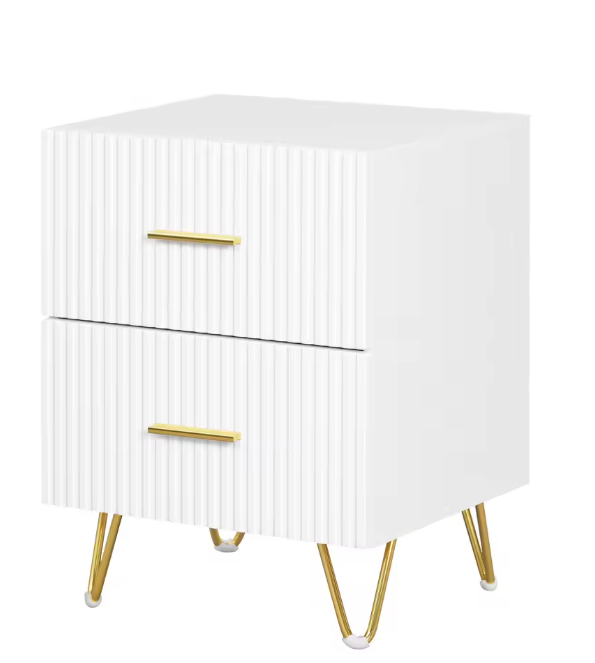 Nachtkastje met 2 Lades – Modern Design met Gouden Accenten