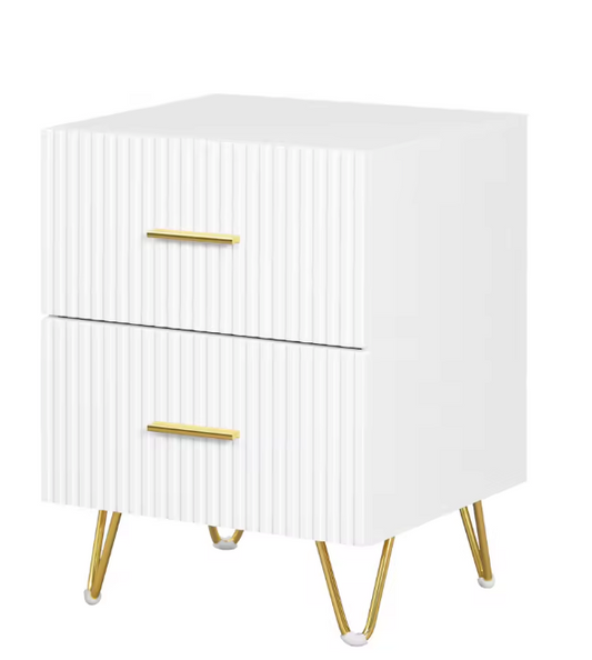 Nachtkastje met 2 Lades – Modern Design met Gouden Accenten