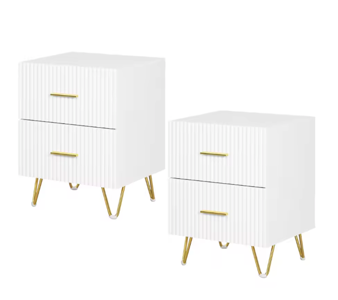 Nachtkastje met 2 Lades – Modern Design met Gouden Accenten
