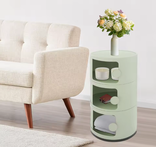 Rond Nachtkastje met 3 Lades – Modern Design en Slimme Opbergruimte