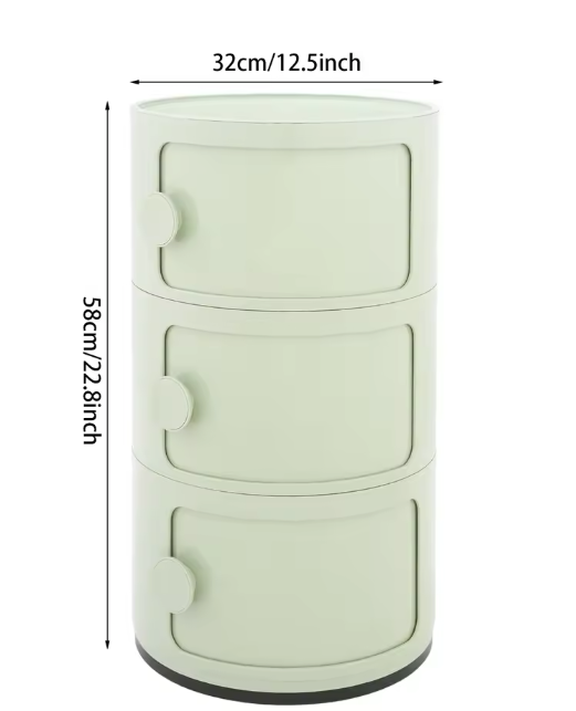 Rond Nachtkastje met 3 Lades – Modern Design en Slimme Opbergruimte