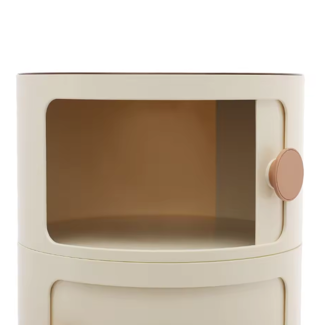 Moderne Ronde Nachtkastje met 3 Lades – Staand & Volledig Gemonteerd