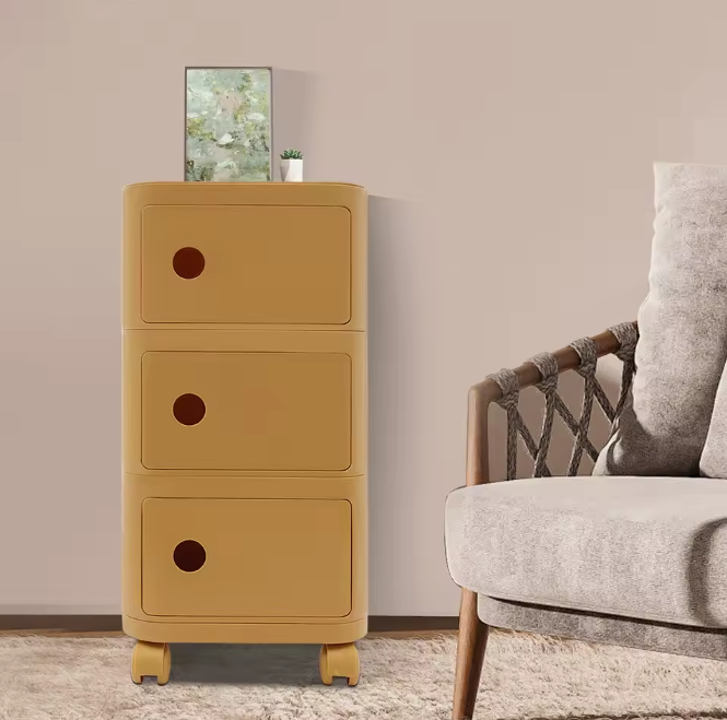 3-Laags Rollend Nachtkastje met Wielen – Modern & Sterk Draagvermogen