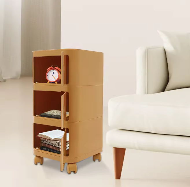 3-Laags Rollend Nachtkastje met Wielen – Modern & Sterk Draagvermogen