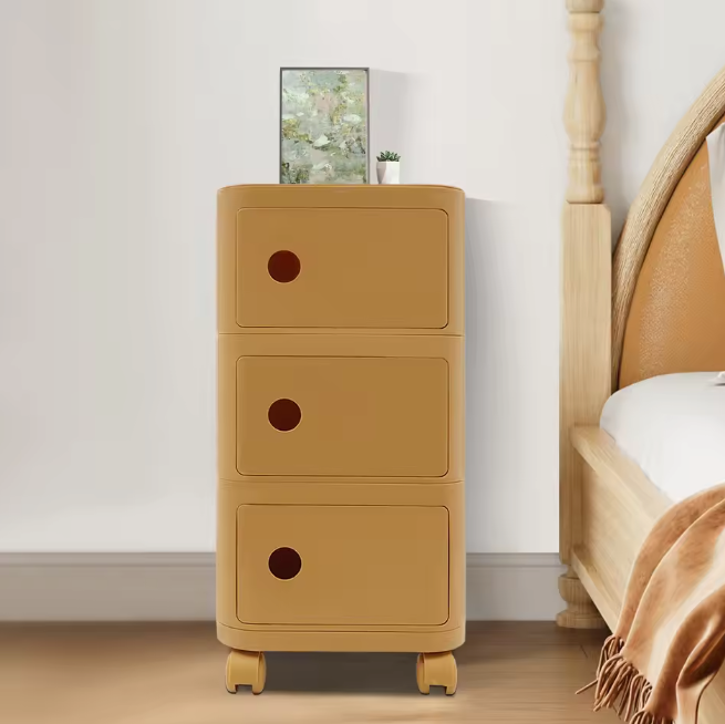 3-Laags Rollend Nachtkastje met Wielen – Modern & Sterk Draagvermogen