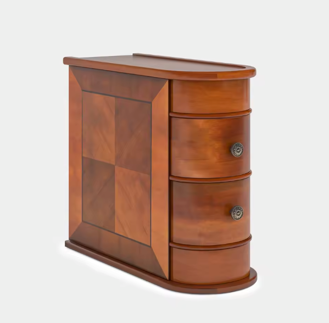 Ronde Houten Nachtkastje met 2 Lades – Klassiek & Volledig Gemonteerd