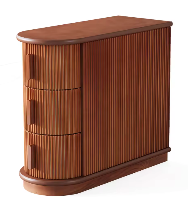 Ronde Houten Nachtkastje met 2 Lades – Klassiek & Volledig Gemonteerd