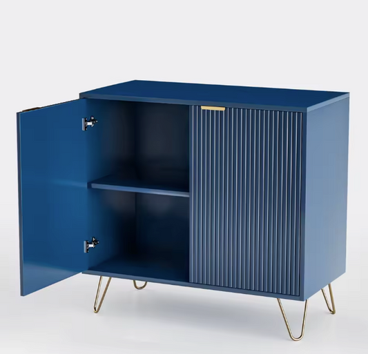 Blauwe Ladekast met 3 Lades – Modern Opbergmeubel met Metalen Poten