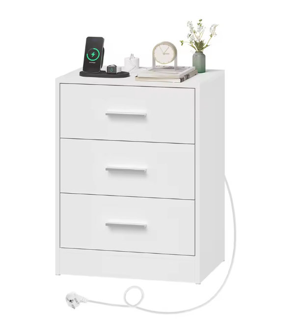 Nachtkastje met Oplaadstation – 3 Lades, USB & Type-C Poort