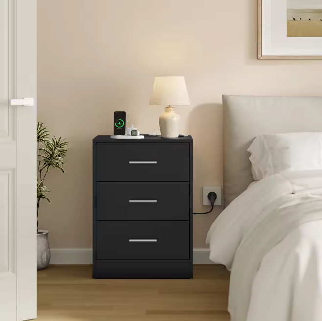 Nachtkastje met Oplaadstation – 3 Lades, USB & Type-C Poort