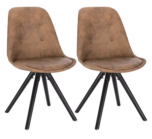 Set van 2 Scandinavische Eetkamerstoelen – Zachte Zitting & Massief Houten Poten