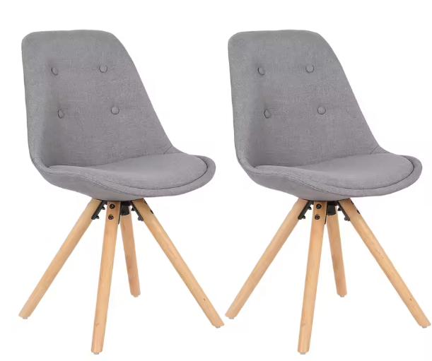 Set van 2 Scandinavische Eetkamerstoelen – Zachte Zitting & Massief Houten Poten