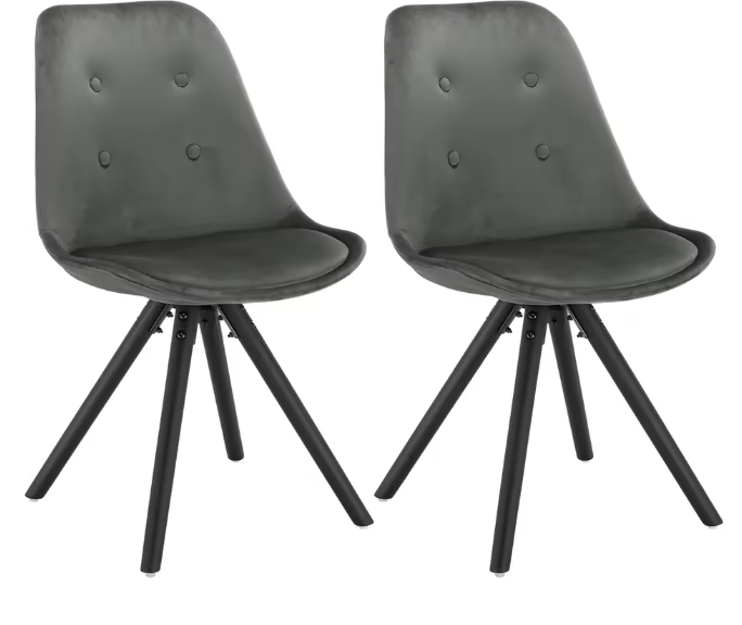 Set van 2 Scandinavische Eetkamerstoelen – Zachte Zitting & Massief Houten Poten