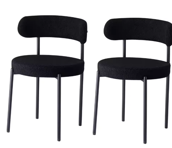 Set van 2 Teddyfluwelen Eetkamerstoelen – Scandinavisch & Ergonomisch