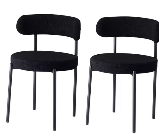 Set van 2 Teddyfluwelen Eetkamerstoelen – Scandinavisch & Ergonomisch