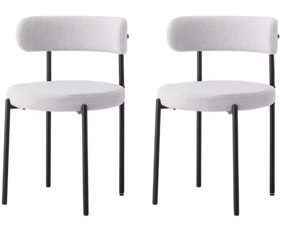 Set van 2 Teddyfluwelen Eetkamerstoelen – Scandinavisch & Ergonomisch