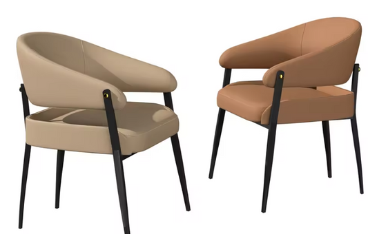 Set van 2 Luxe Eetkamerstoelen – Microvezelleer & Armleuningen