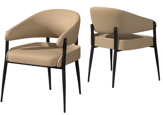 Set van 2 Luxe Eetkamerstoelen – Microvezelleer & Armleuningen