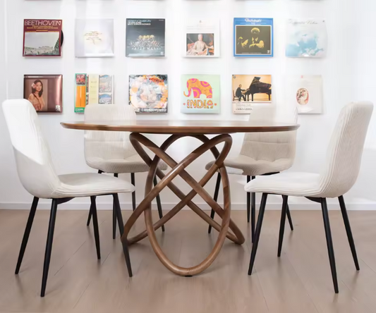 Set van 4 Gestoffeerde Eetkamerstoelen – Zachte Zitting & Metalen Frame, Modern en Comfortabel