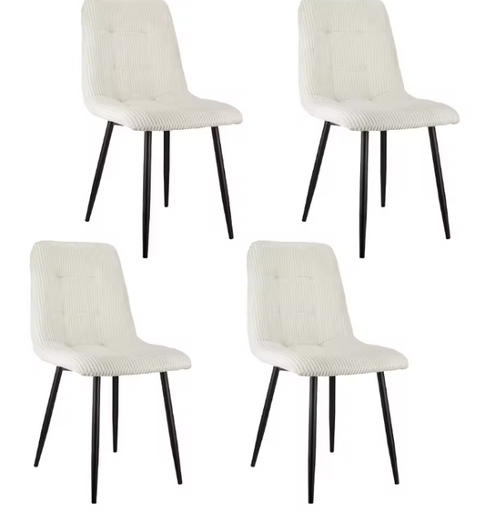 Set van 4 Gestoffeerde Eetkamerstoelen – Zachte Zitting & Metalen Frame, Modern en Comfortabel