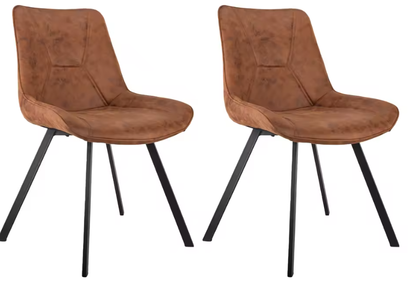 Set van 2 Retro Eetkamerstoelen – Kunstleer & Metalen Frame