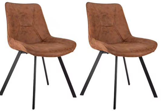 Set van 2 Retro Eetkamerstoelen – Kunstleer & Metalen Frame