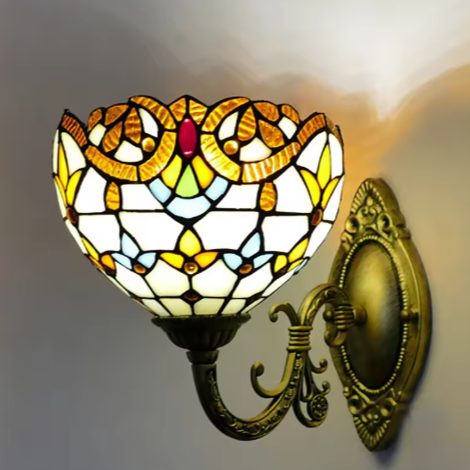 Tiffany Stijl Wandlamp – Glas-in-Lood Schaduw, Vintage & Klassiek