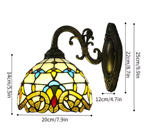 Tiffany Stijl Wandlamp – Glas-in-Lood Schaduw, Vintage & Klassiek