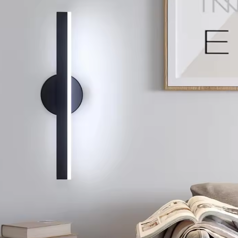 Moderne LED Wandlamp – 12W Zwart, 360° Draaibaar, Koel Wit 6500K