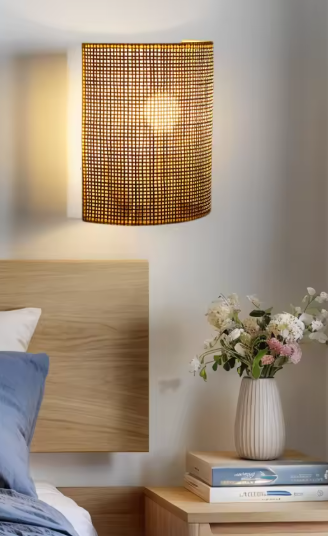Boho Wandlamp – Handgeweven Henneptouw, Retro & Natuurlijk Design, E27