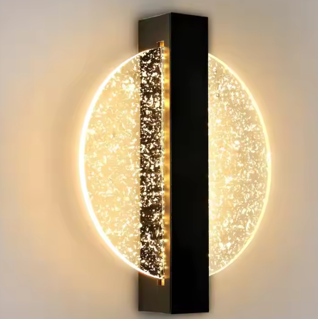 Moderne LED Wandlamp – Rond Zwart Design met Zilverfolie, 3500K Warm Licht